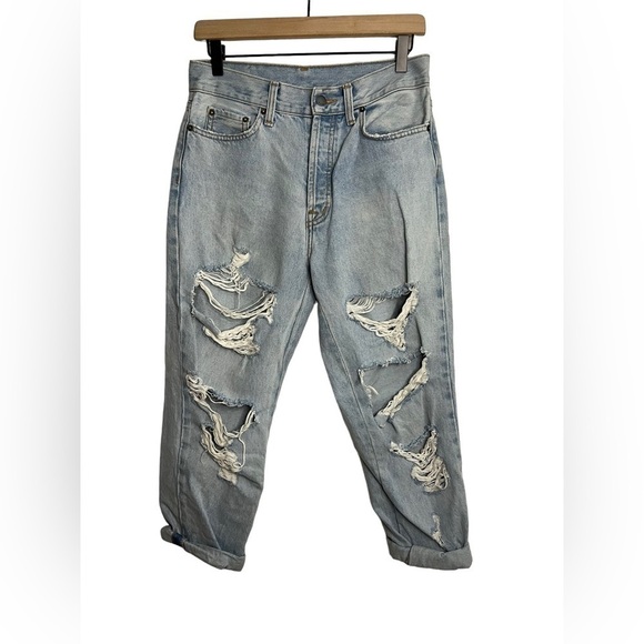 Carmar Distressed Ripped Straight Leg Jeans - Picture 1 of 6